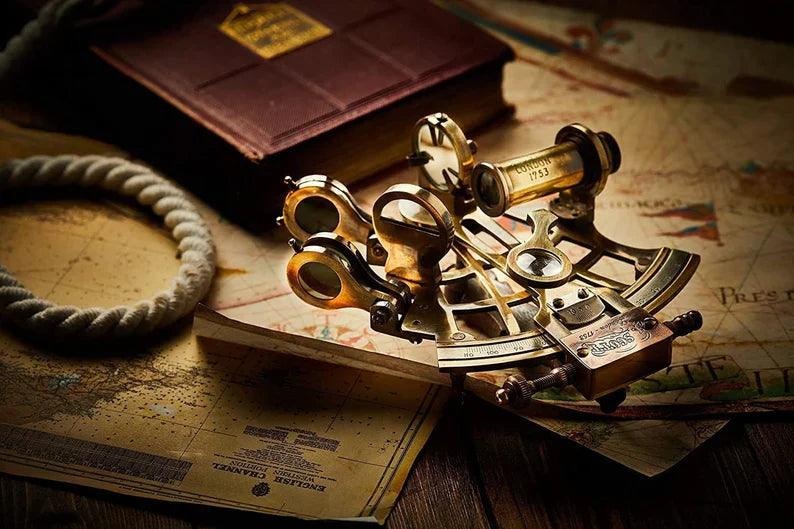 Nautical sextant brass solid working handmade antique boat navigation vintage - collectiblegiftitems