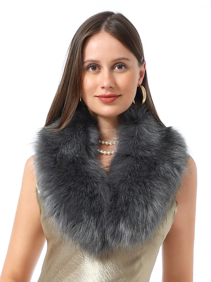 lagertha"s Faux Fur Collar Women's Neck Warmer Scarf Wrap, Nature, costume