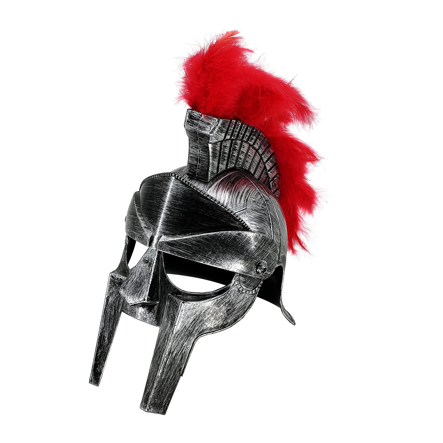 Ancient Roman Spartan Gladiator Helmet Costume Accessory for Battle Play Halloween Cosplay LARP Red Tassel
