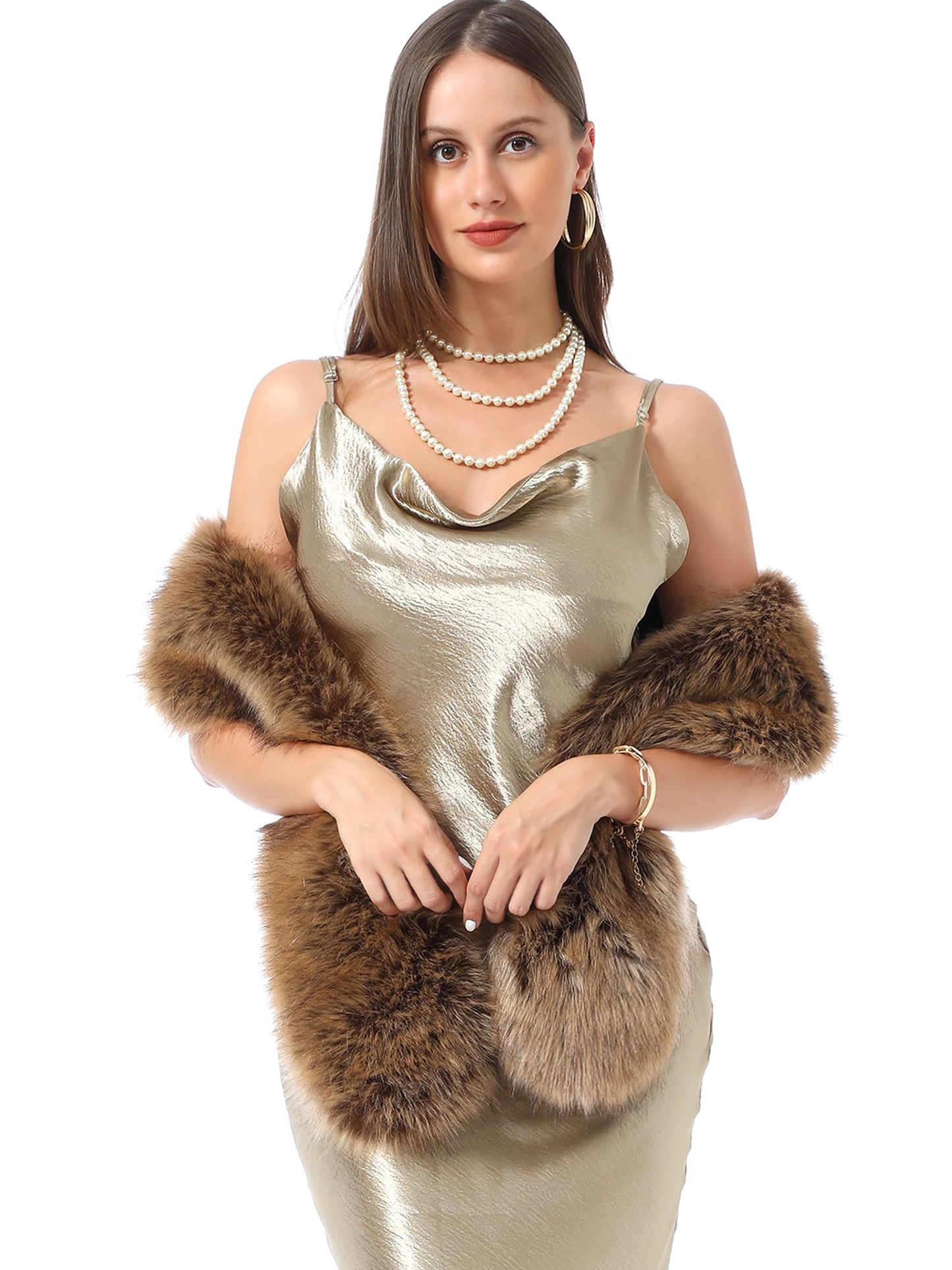 Lagertha's - Bufanda con cuello de piel sintética para mujer, color natural, disfraz