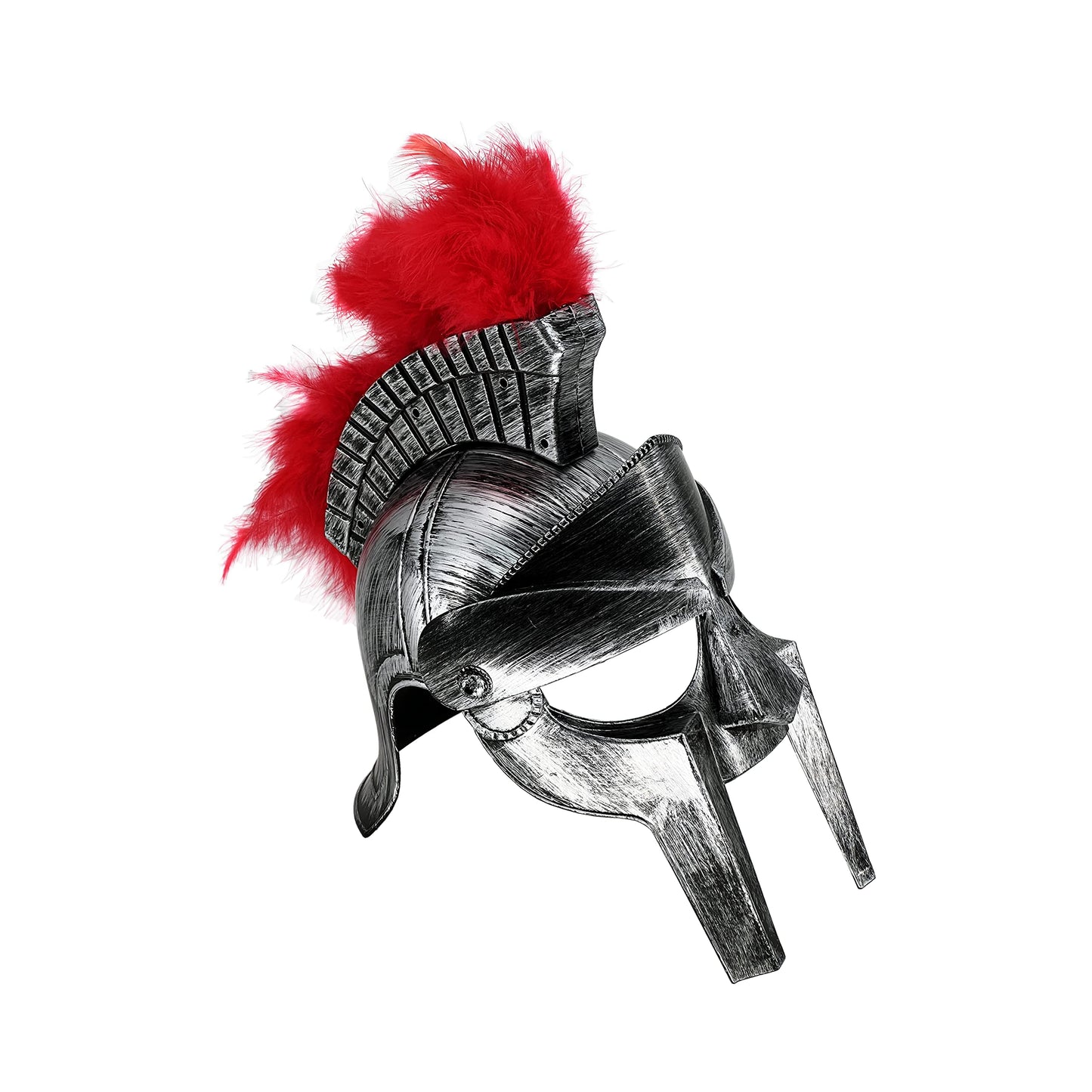 Ancient Roman Spartan Gladiator Helmet Costume Accessory for Battle Play Halloween Cosplay LARP Red Tassel
