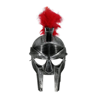Antiker römischer Spartan-Gladiator-Helm, Kostüm-Zubehör für Kampfspiele, Halloween, Cosplay, LARP, rote Quaste