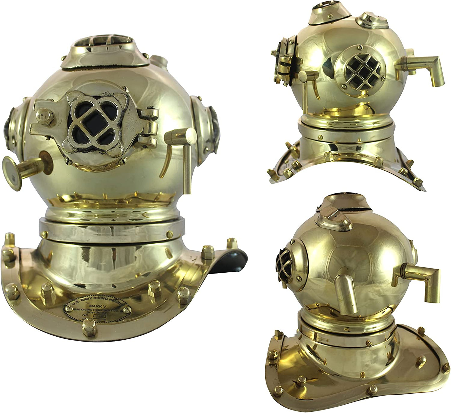 Réplica de mini casco de buceo marino antiguo Mark Us Navy Nautical Full Brass 