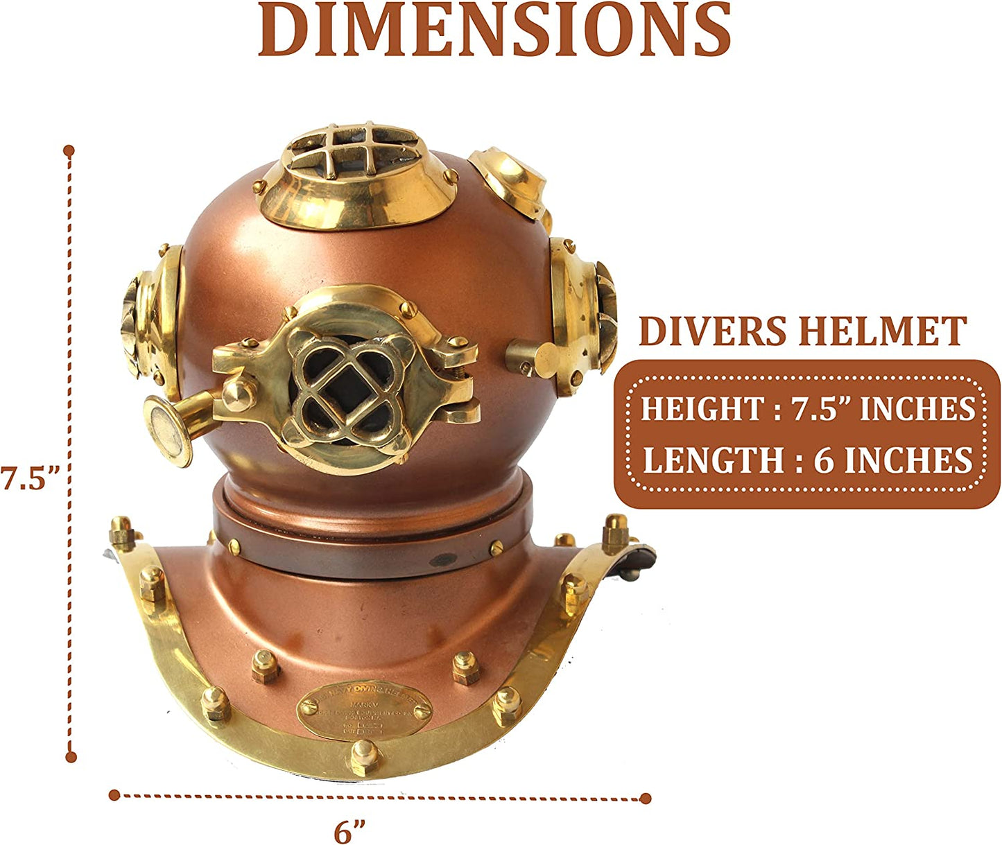 Vintage hecho a mano Marine Divers Buceo Casco Miniatura US Navy Acabado de cobre 