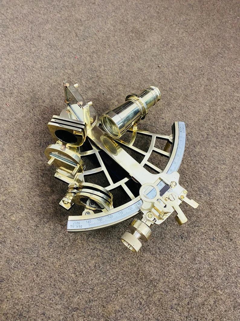 Nautical 9" Solid Brass Working Sextant | Navigational Sextant | Heavy Sextant | Vintage Ship Astrolabe Model Sextant handmade Gift
