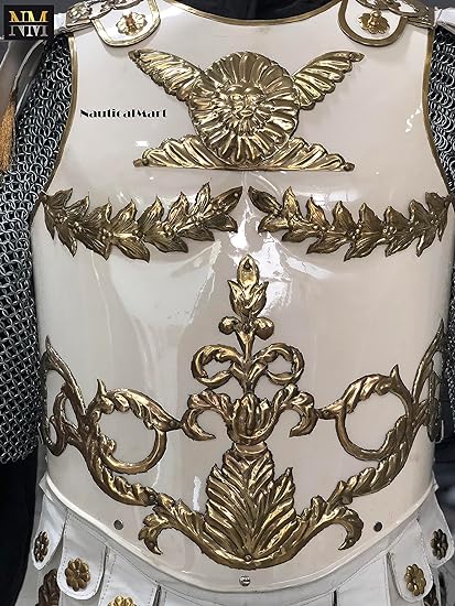 White Medieval Roman Muscle Cuirass Armor Knight Breastplate Larp Armor