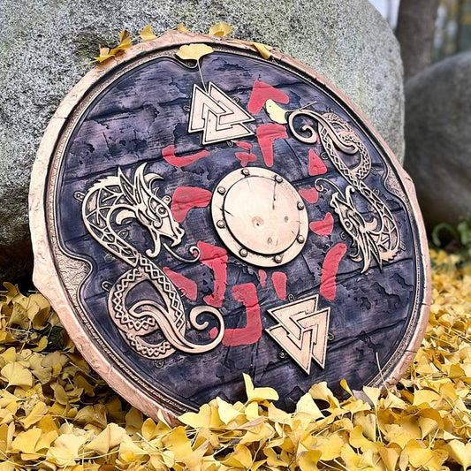 Wooden Viking Dragon Shield for Warrior Costume 24"