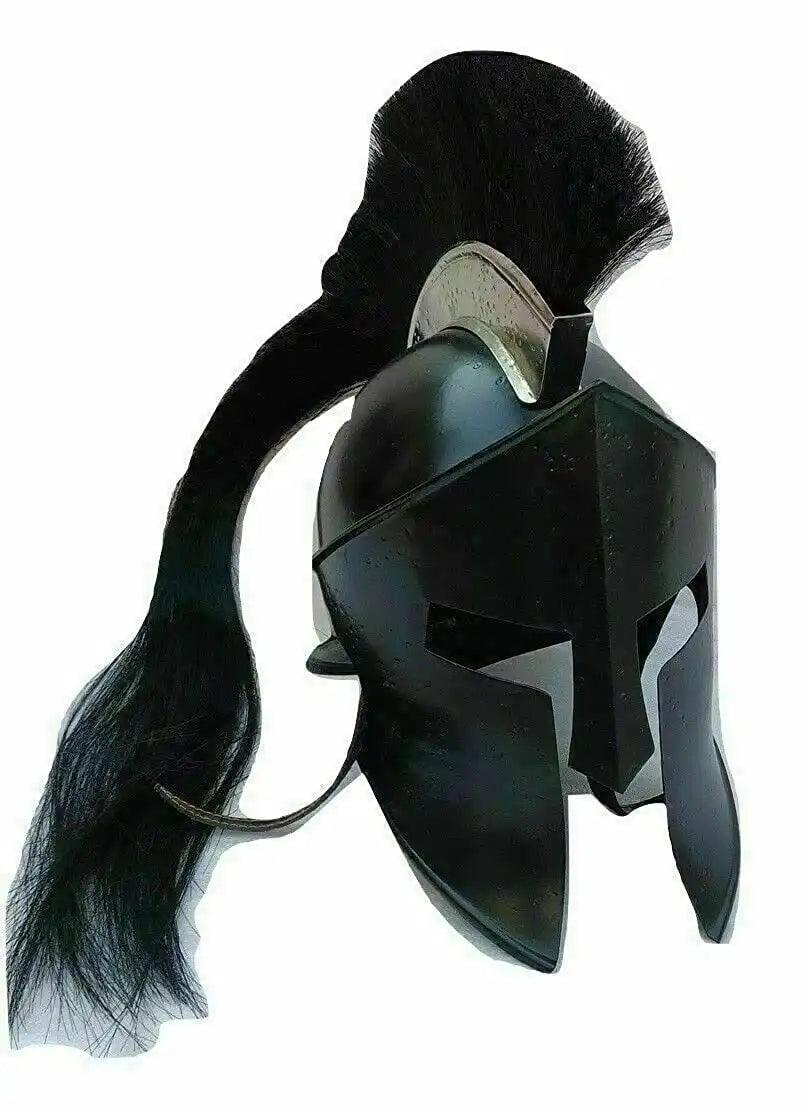 Spartan Black Medieval Armor Helmet - collectiblegiftitems