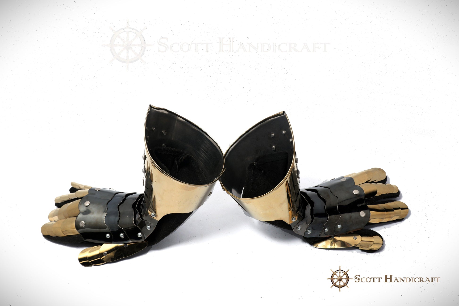 Medieval Knight Templar Gauntlets, Made of Steel & Functional (Golden) - Scott Handicrafts - collectiblegiftitems