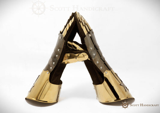 Medieval Knight Templar Gauntlets, Made of Steel & Functional (Golden) - Scott Handicrafts - collectiblegiftitems