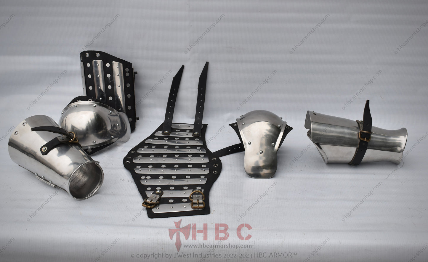 Conjunto de armadura de brazos Buhurt de combate medieval forjado a mano con bíceps entablillado y cubierta completa