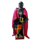 Black Knight Medieval Armor Suit with Sword Shield and Cloak - collectiblegiftitems