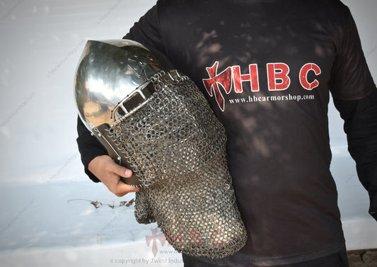 Casco cruzado inglés de acero inoxidable forjado a mano para deportes de combate medievales/Buhurt/SCA/HMB/ACL combate blindado medieval