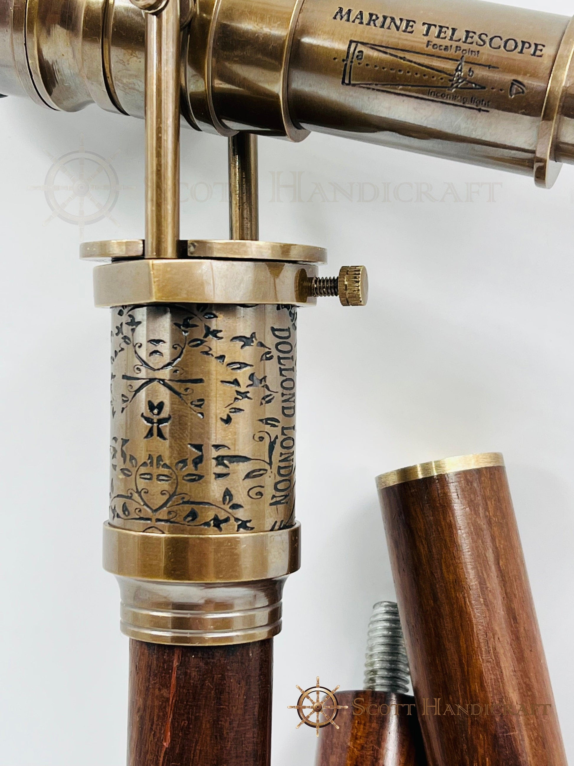 Brass Telescope & Compass Handle walking cane - collectiblegiftitems