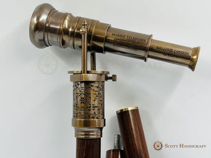 Brass Telescope & Compass Handle walking cane - collectiblegiftitems