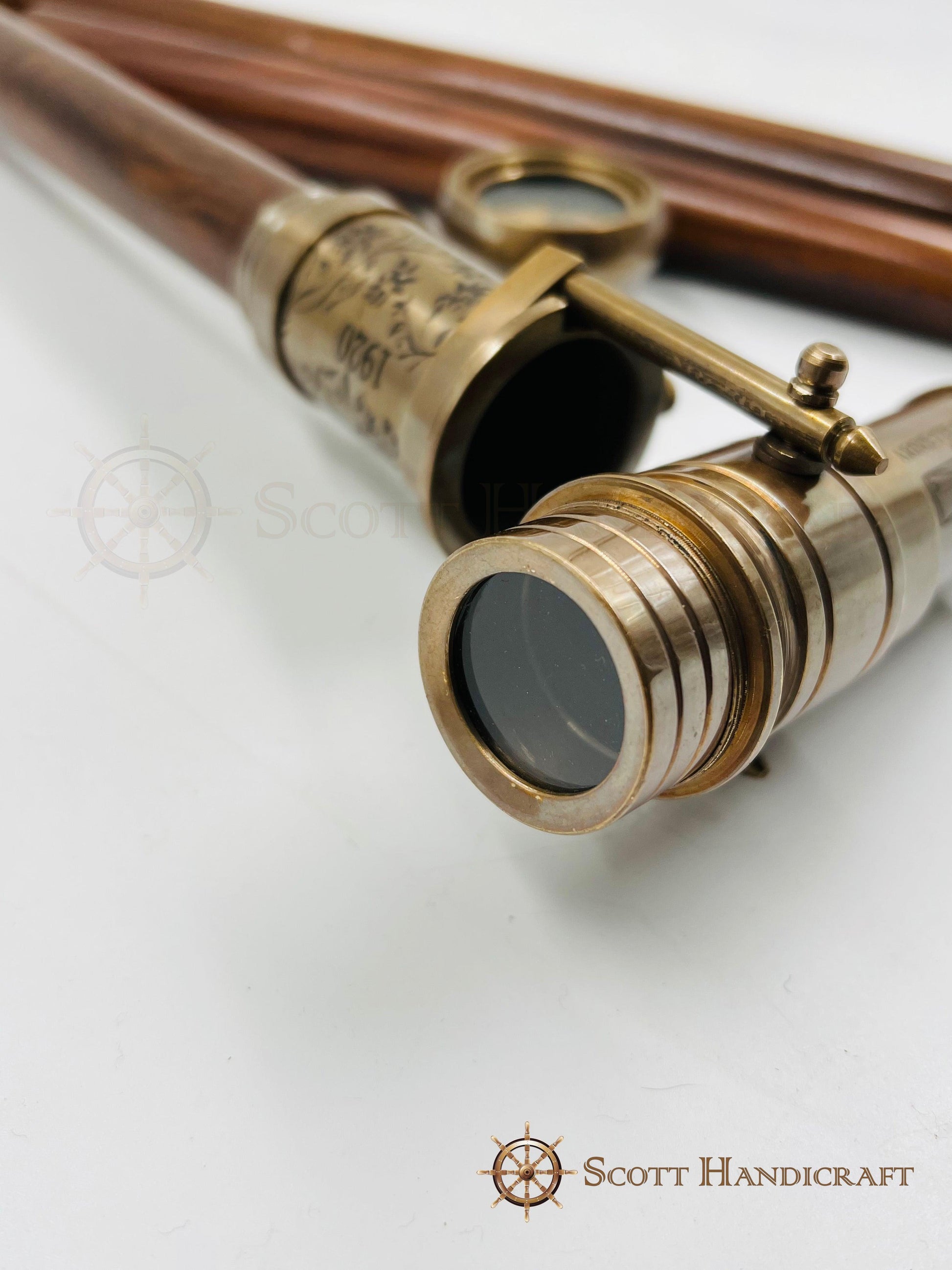 Brass Telescope & Compass Handle walking cane - collectiblegiftitems