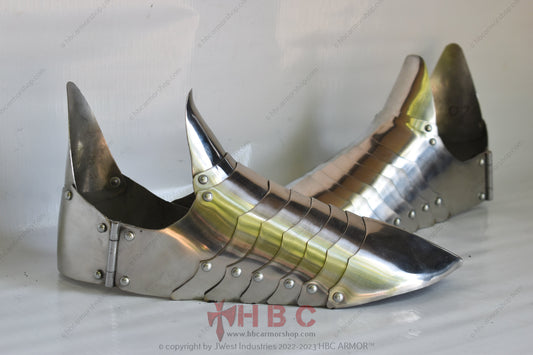 Hand-Forged Gothic 15th Century Sabaton Foot Armour for Buhurt, Reenactment, SCA