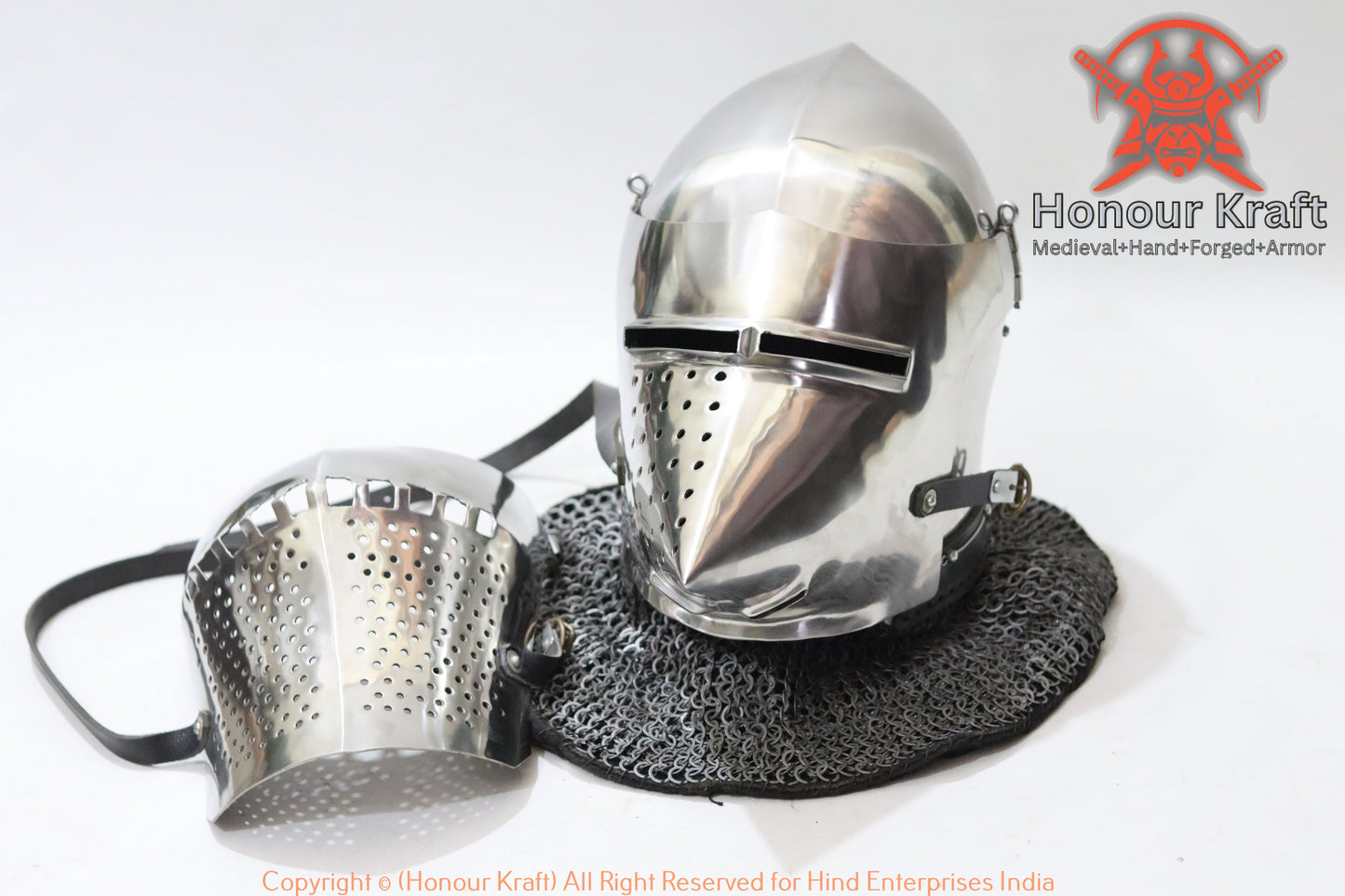 Helmet Armor for buhurt Bascinet with Twin Visor