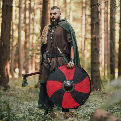 Escudo vikingo de madera lisa y acero - Escudo medieval LARP, 24"