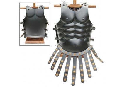 Muscular Blackened Greek Heroic Steel Cuirass - collectiblegiftitems