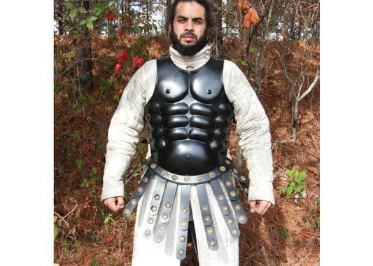 Muscular Blackened Greek Heroic Steel Cuirass - collectiblegiftitems