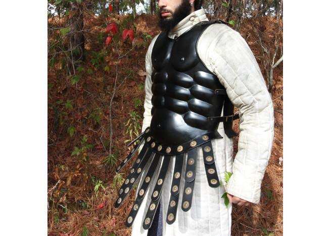 Muscular Blackened Greek Heroic Steel Cuirass - collectiblegiftitems