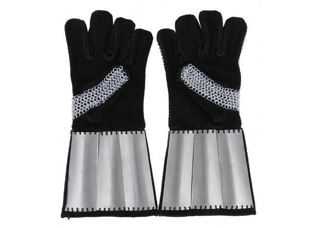 Medieval Holy Land and Defender Chainmail Gauntlets with Plates - collectiblegiftitems