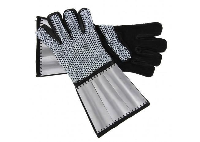 Medieval Holy Land and Defender Chainmail Gauntlets with Plates - collectiblegiftitems