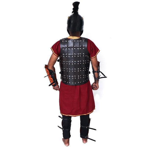 Leather Full Body Armor Suit with Greek Metal Helmet LFBA08 - collectiblegiftitems