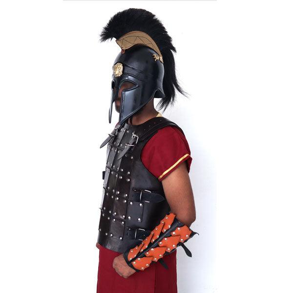 Leather Full Body Armor Suit with Greek Metal Helmet LFBA08 - collectiblegiftitems