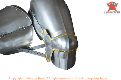 Armadura de patas de acero, par de armaduras tailandesas italianas medievales del siglo XIV para combate duro, Buhurt HMB Armored