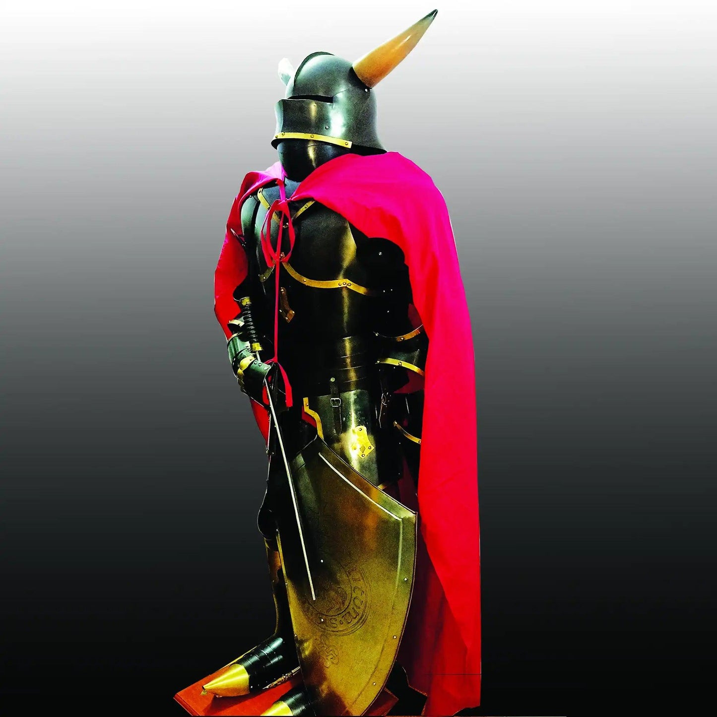 Gothic Greek Knight Medieval Armor Suit with Horn - collectiblegiftitems