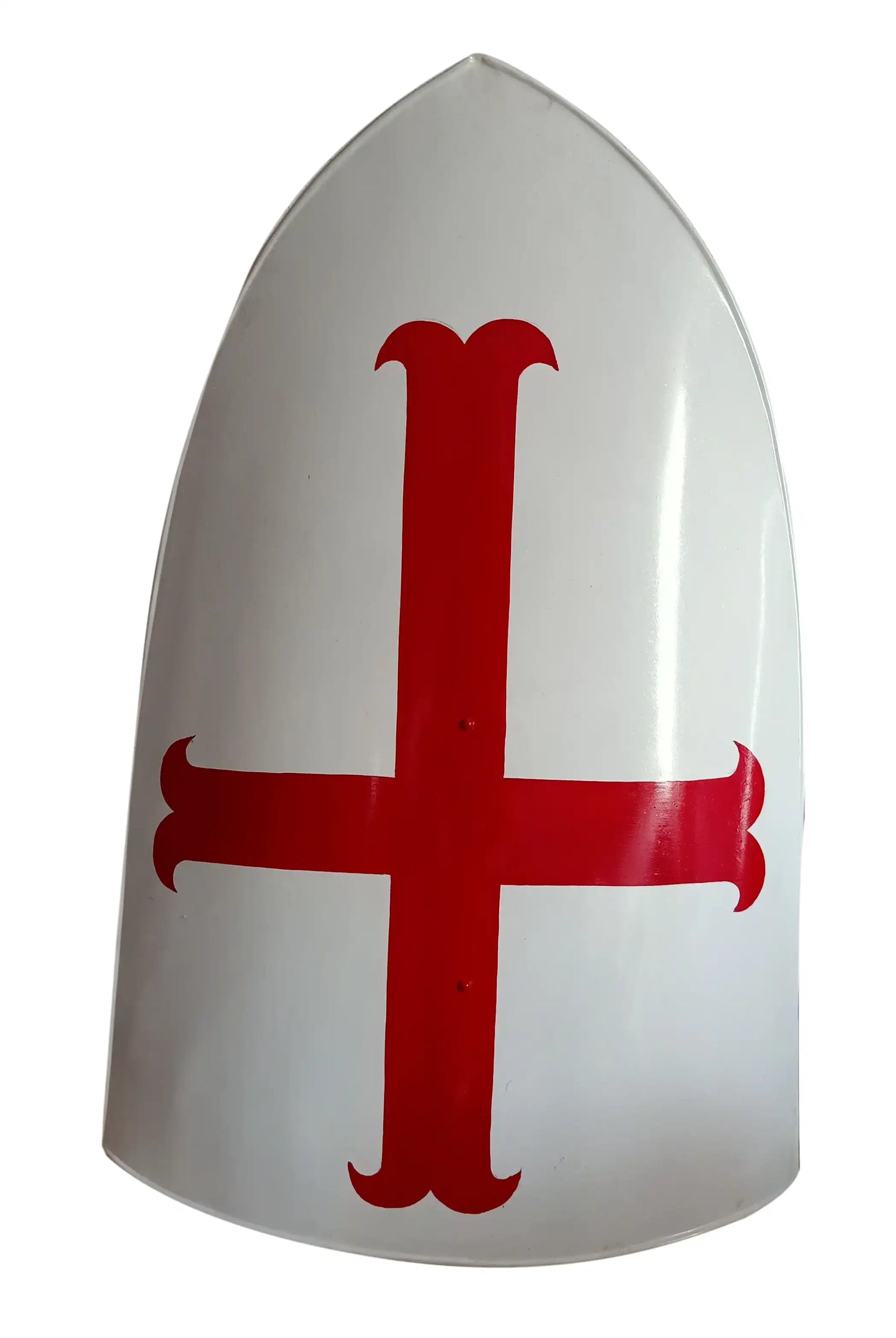 Mittelalterlicher Tempelritter mit rotem Kreuz, Rüstung und Schild