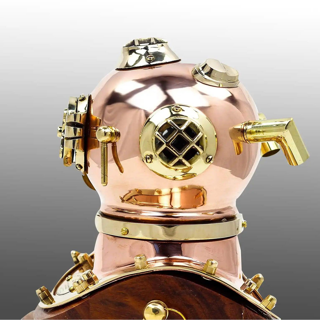 Diving Helmet with Wooden Base DH06 - collectiblegiftitems
