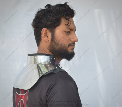 Gorjal con placa protectora de cuello Buhurt para deportes de combate medievales, acero inoxidable preendurecido