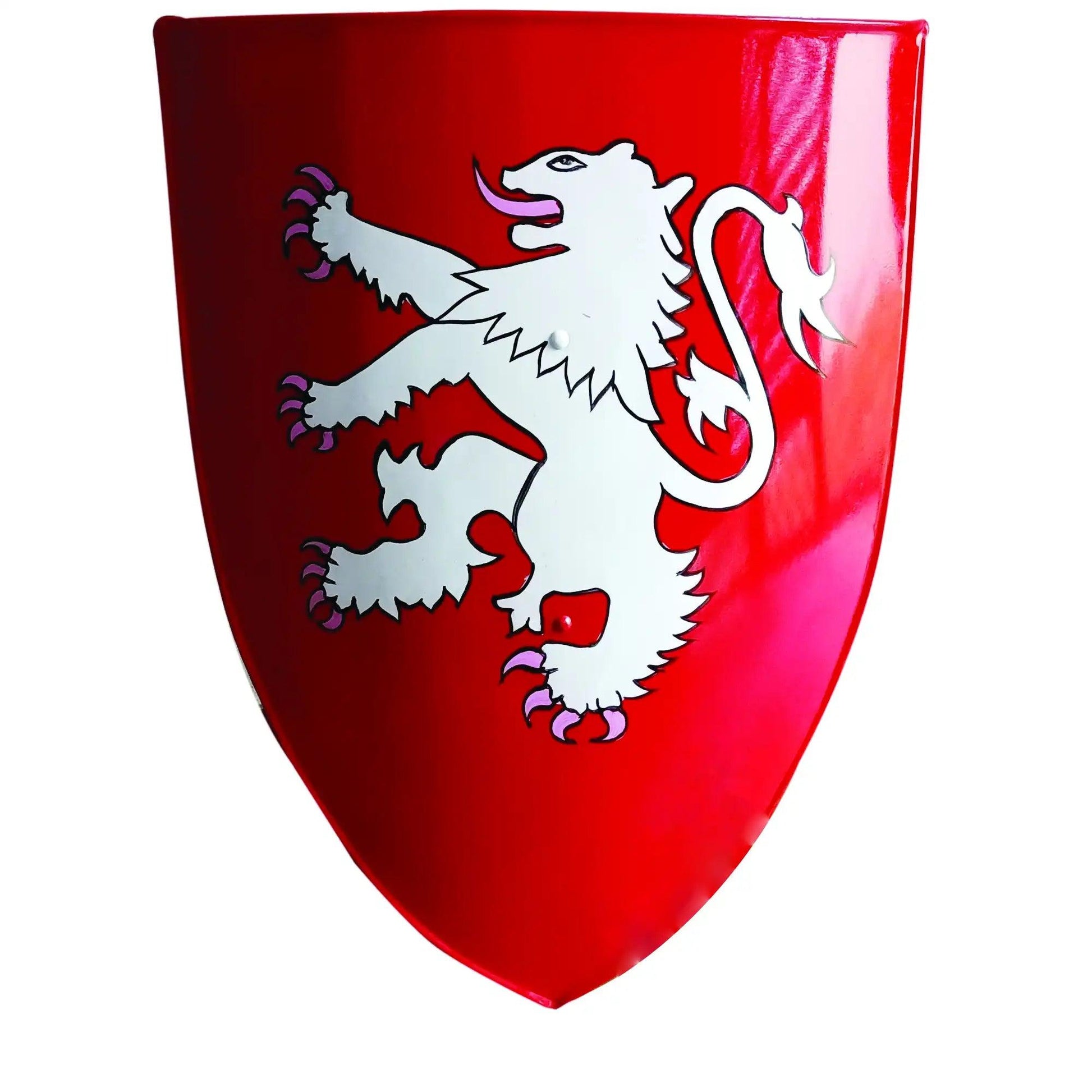 Red and White Leonine Heater Medieval Knight Shield - collectiblegiftitems