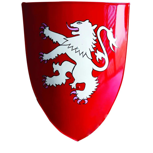 Red and White Leonine Heater Medieval Knight Shield - collectiblegiftitems