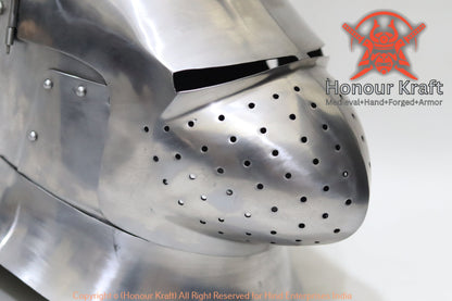 Gran armadura de casco Bascinet para SCA buhurt