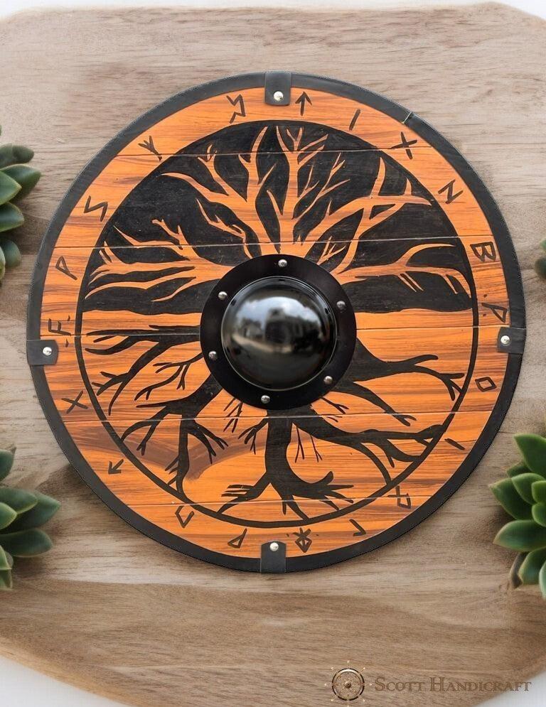 Tree of Life Battle Worn Shield from Viking Norse Mythology - Handcrafted - collectiblegiftitems