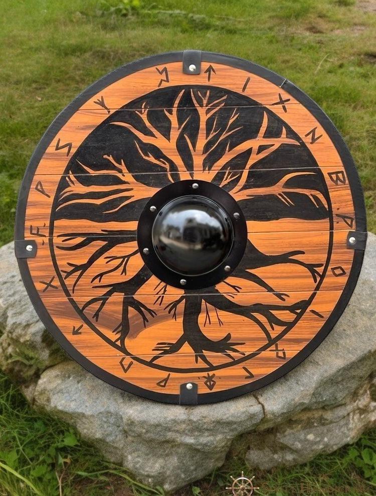 Tree of Life Battle Worn Shield from Viking Norse Mythology - Handcrafted - collectiblegiftitems