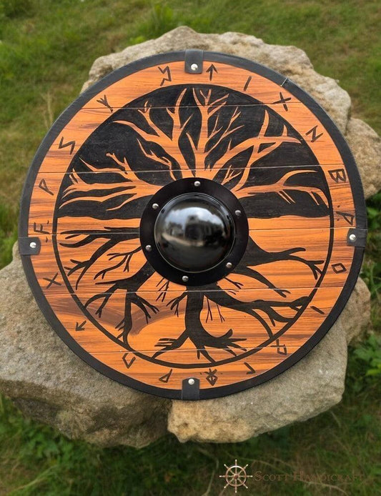 Tree of Life Battle Worn Shield from Viking Norse Mythology - Handcrafted - collectiblegiftitems