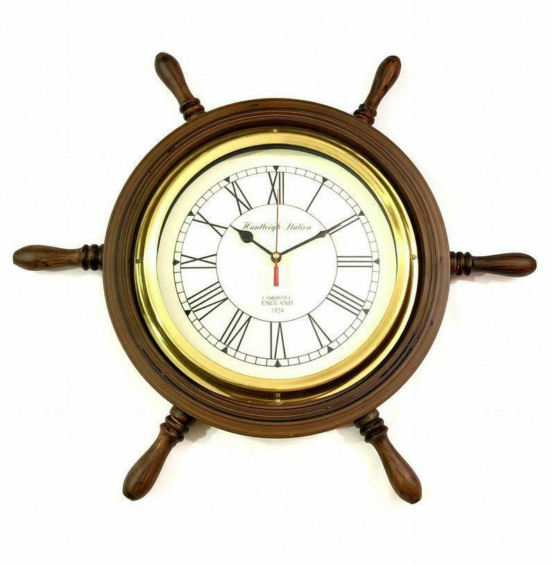 Nautical Wooden Ship Wheel Wall Clock ACP02 - collectiblegiftitems