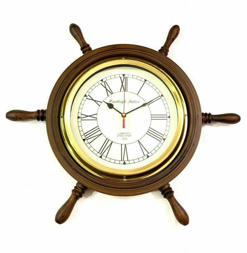 Nautical Wooden Ship Wheel Wall Clock ACP02 - collectiblegiftitems