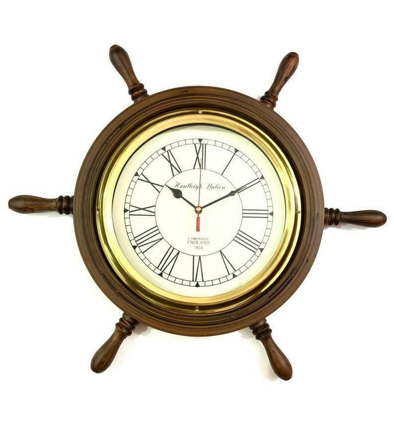 Nautical Wooden Ship Wheel Wall Clock ACP02 - collectiblegiftitems