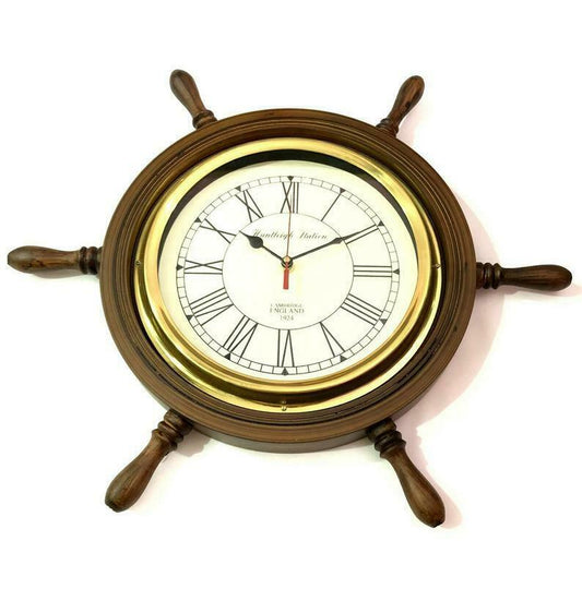 Nautical Wooden Ship Wheel Wall Clock ACP02 - collectiblegiftitems