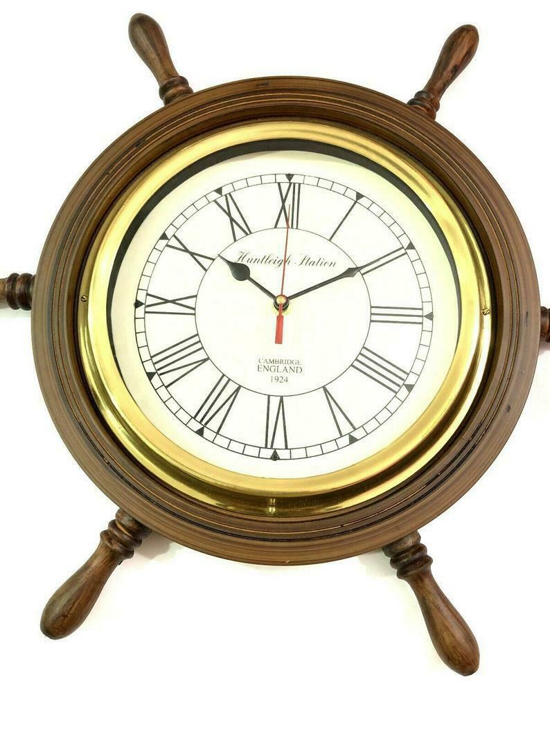 Nautical Wooden Ship Wheel Wall Clock ACP02 - collectiblegiftitems