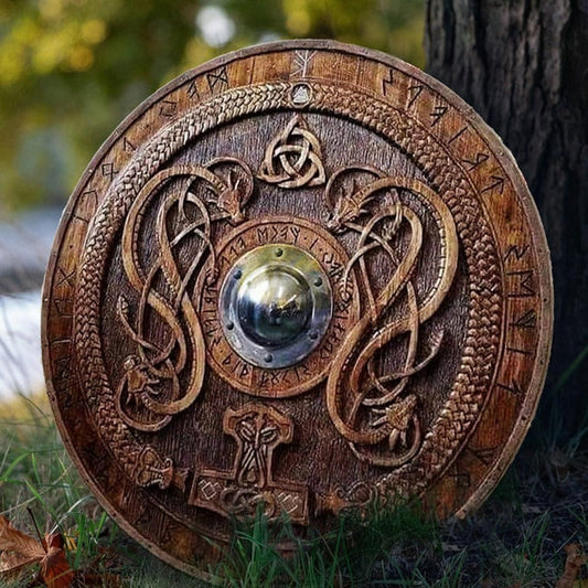 Carved Norse Runic Shield