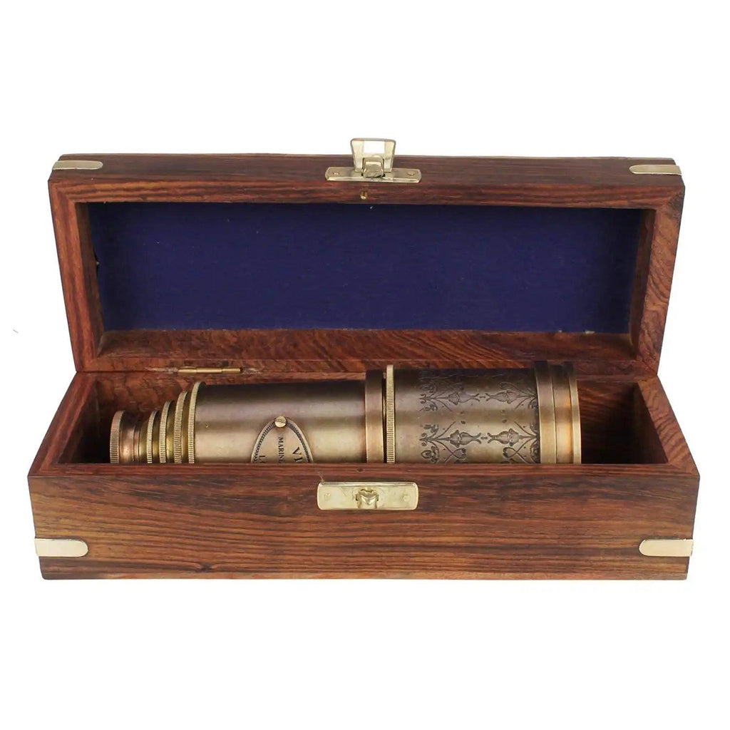 Antique Brass Victorian Telescope with Wooden Box BT05 - collectiblegiftitems