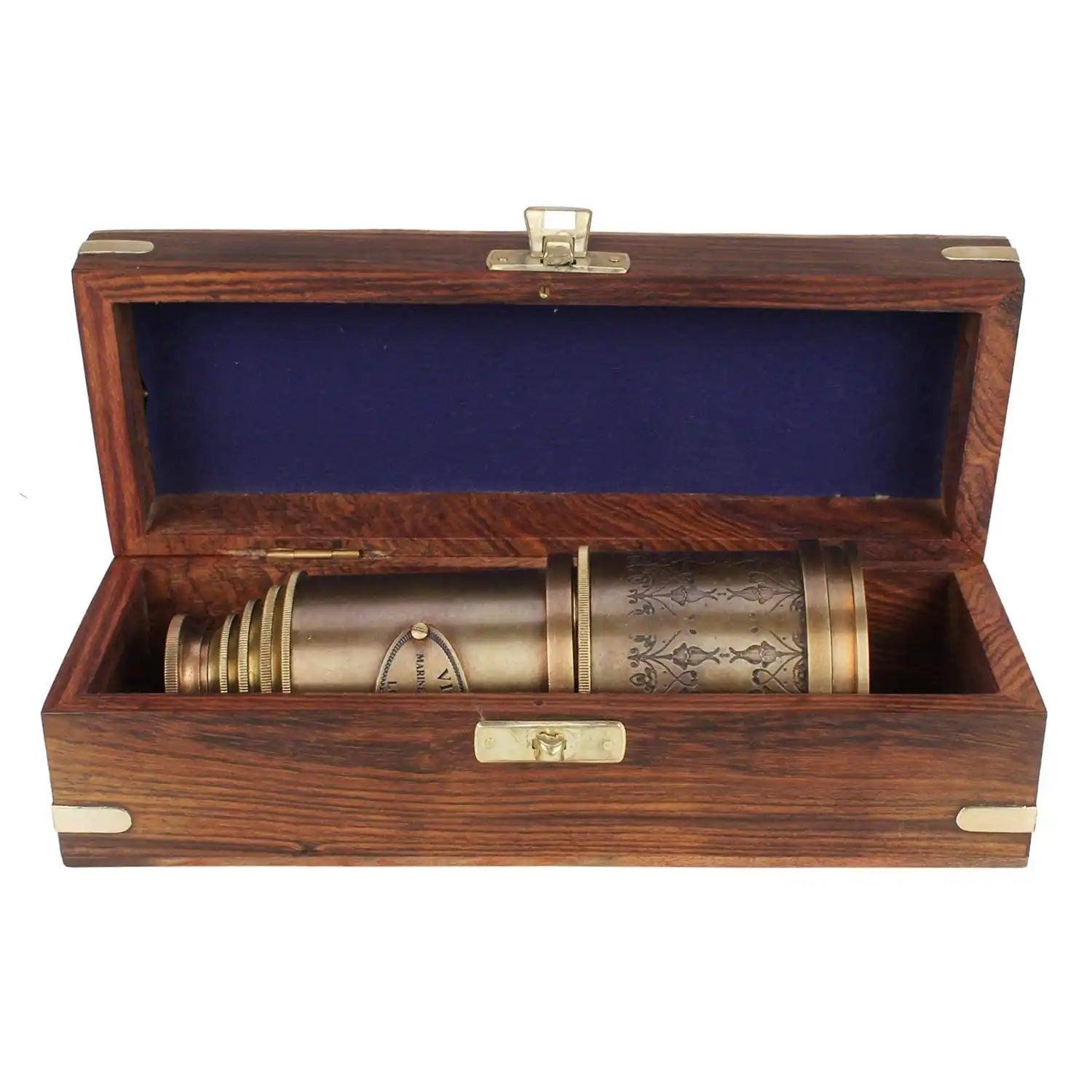 Antique Brass Victorian Telescope with Wooden Box BT05 - collectiblegiftitems