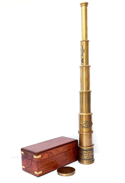 Antique Brass Victorian Telescope with Wooden Box BT05